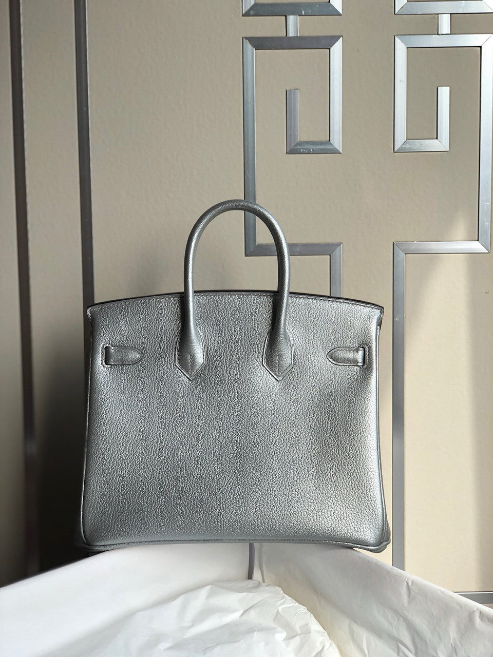 Hermes Birkin 25 Silver Chevre Myzore Goatskin Palladium Hardware