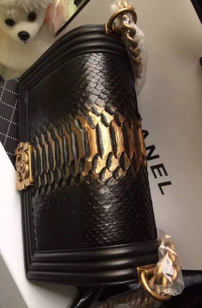 CHANEL Python Boy Bag