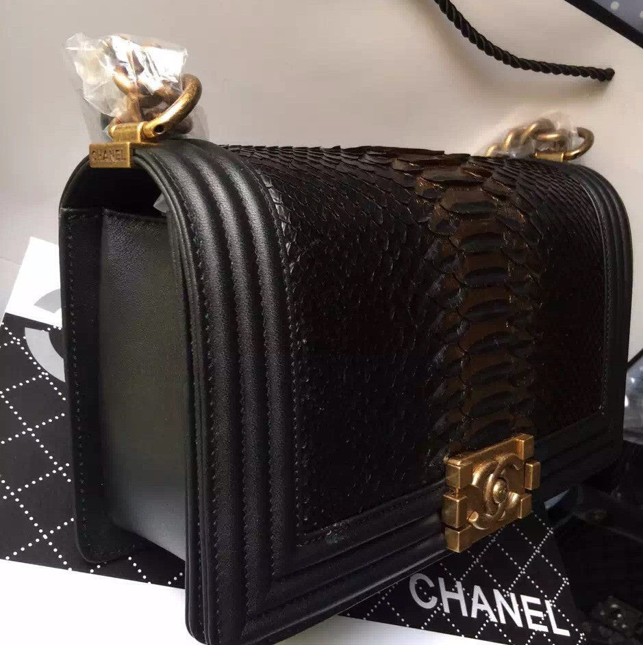 CHANEL Python Boy Bag