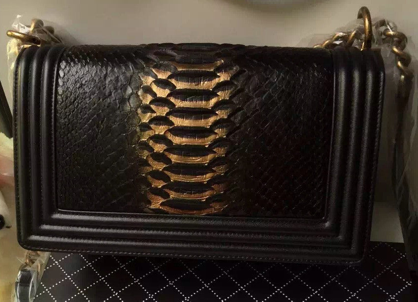 CHANEL Python Boy Bag