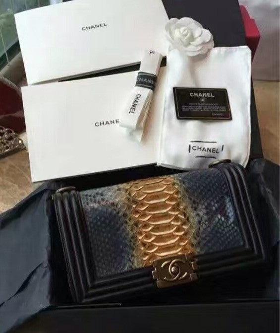 CHANEL Python Boy Bag