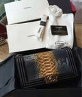 CHANEL Python Boy Bag