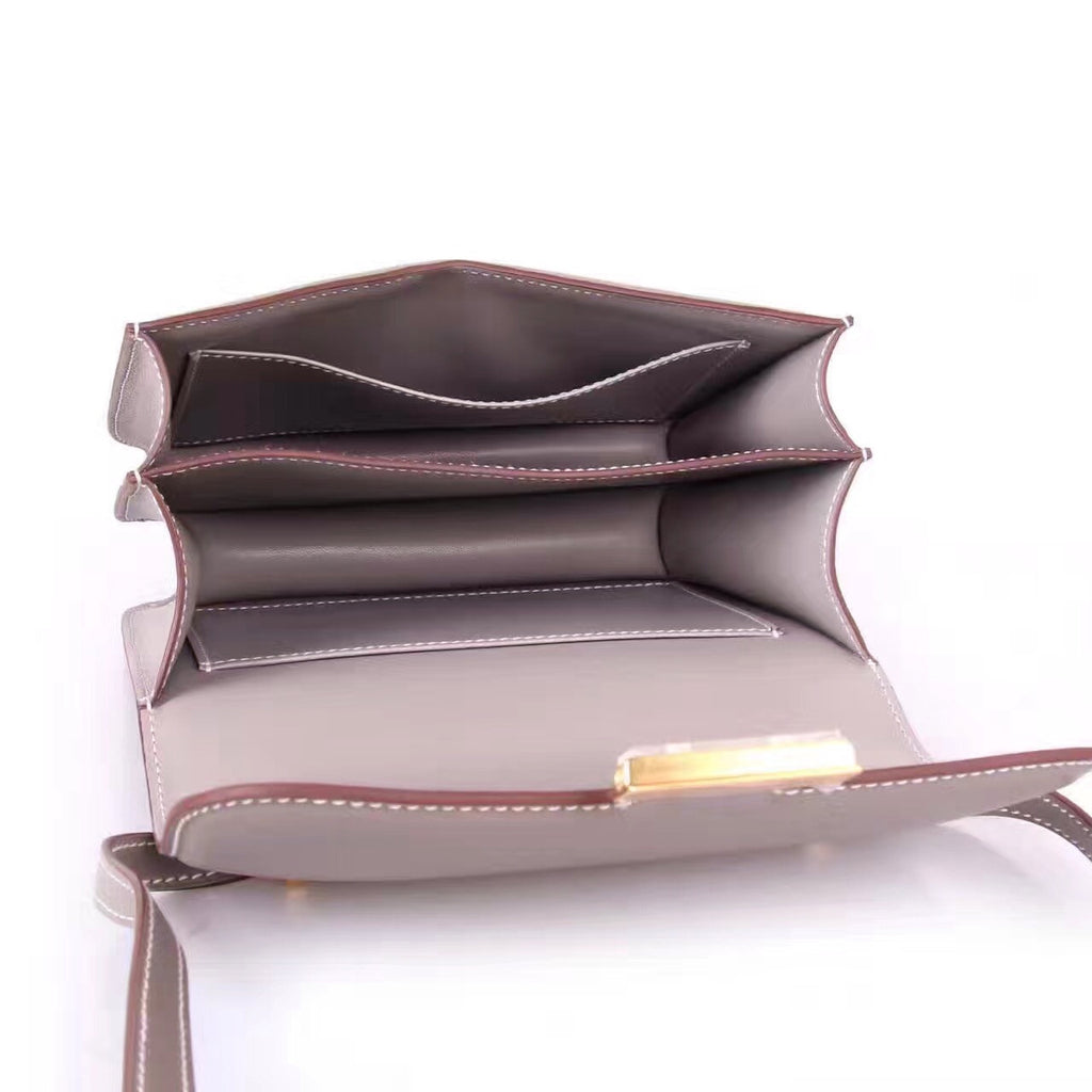 Hermes Gris Tourterelle Constance Epsom leather 18cm Gold Hardware