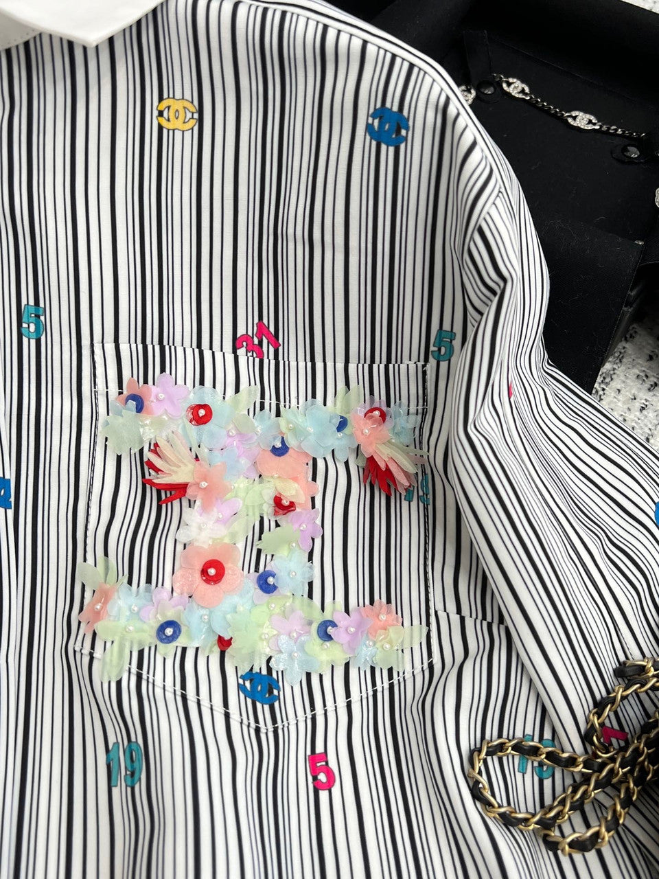 Chanel Embroidered Cotton Poplin BLOUSE