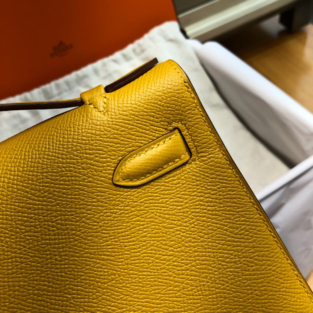 Hermès  9D Amber Mini Kelly Pochette Epsom leather Gold hardware