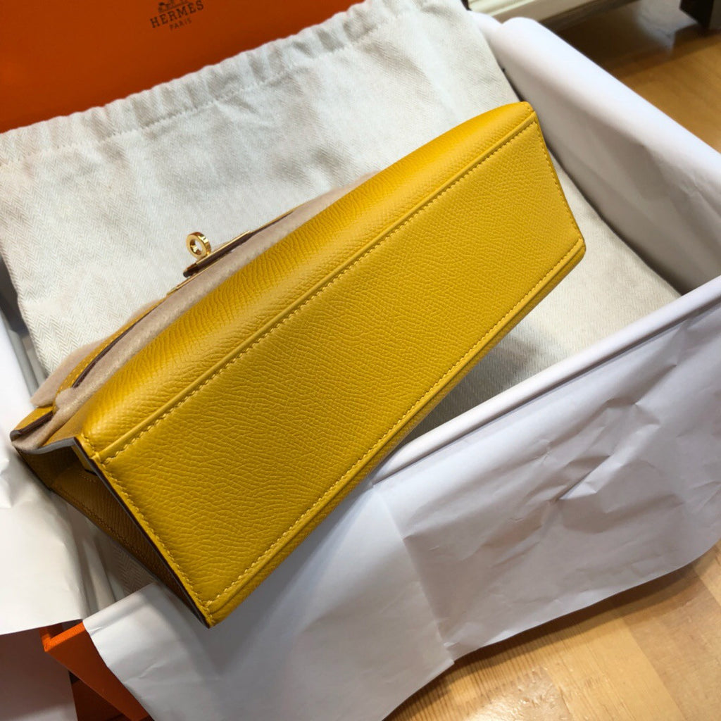Hermès  9D Amber Mini Kelly Pochette Epsom leather Gold hardware