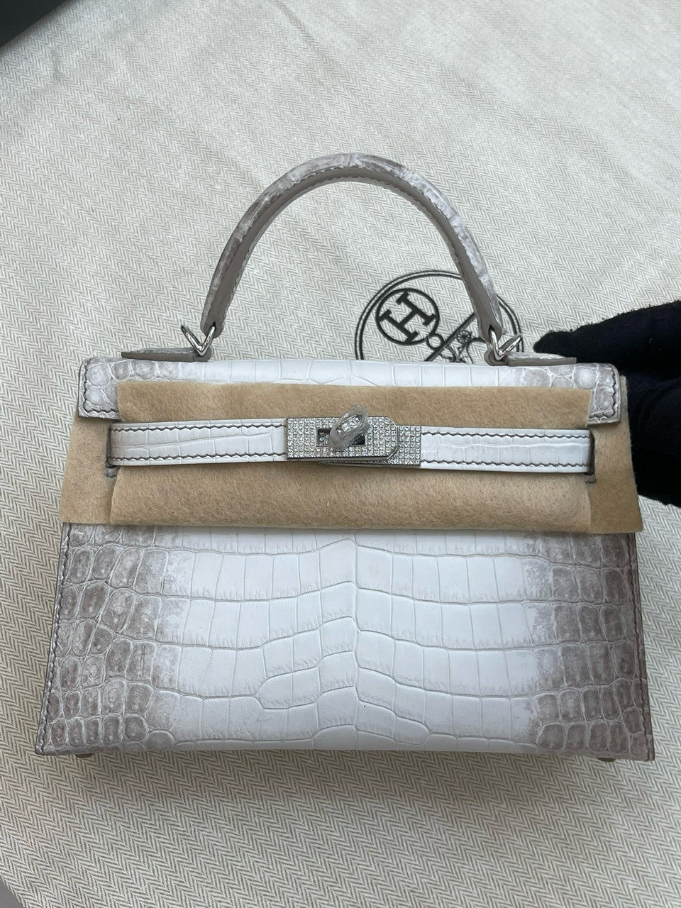 Hermès Himalaya Mini Kelly II Niloticus Crocodile Diamond Hardware Hermes