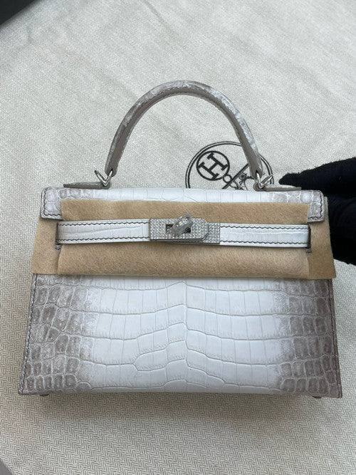 Hermès Himalaya Mini Kelly II Niloticus Crocodile Diamond Hardware Hermes