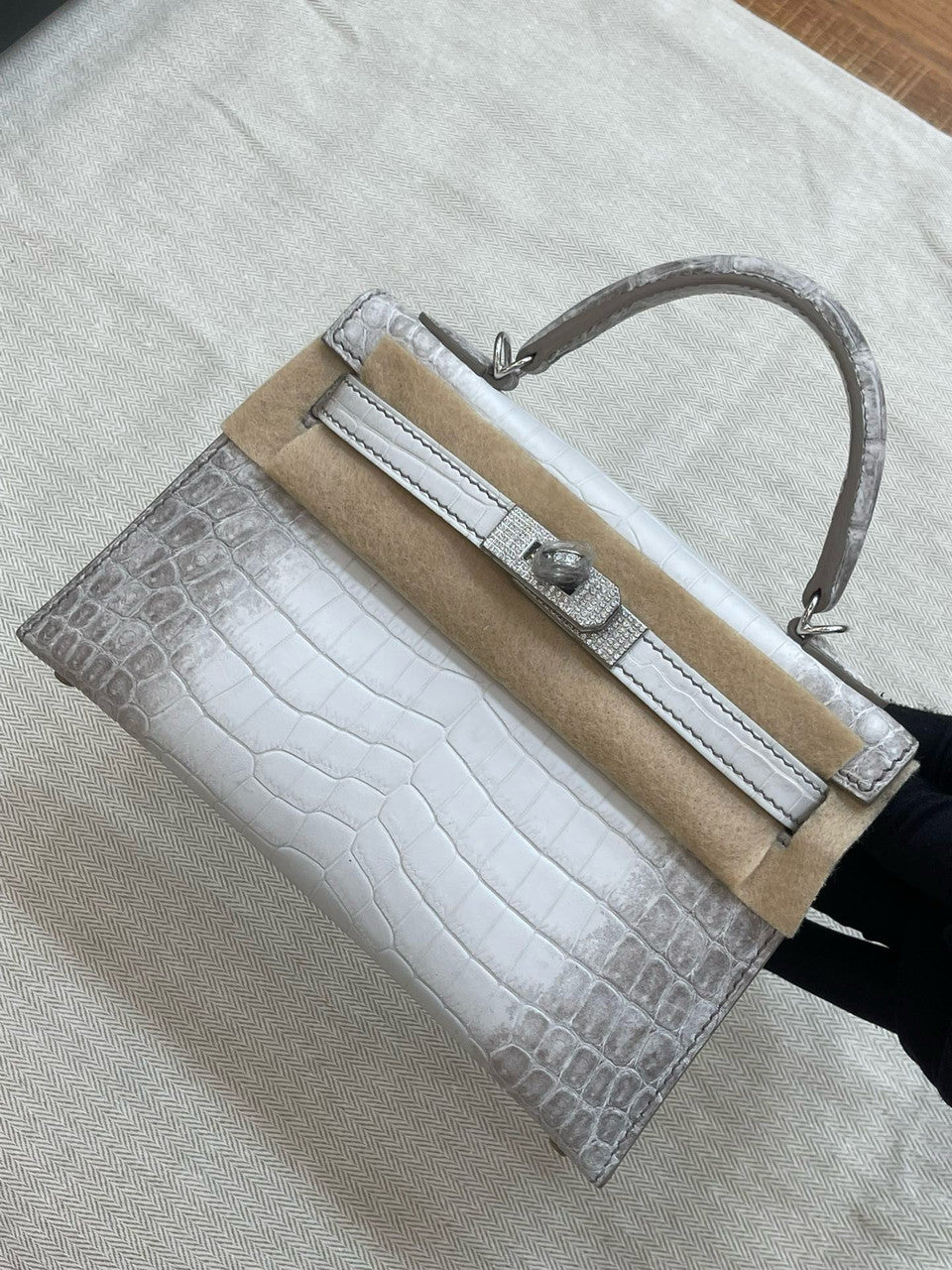 Hermès Himalaya Mini Kelly II Niloticus Crocodile Diamond Hardware Hermes