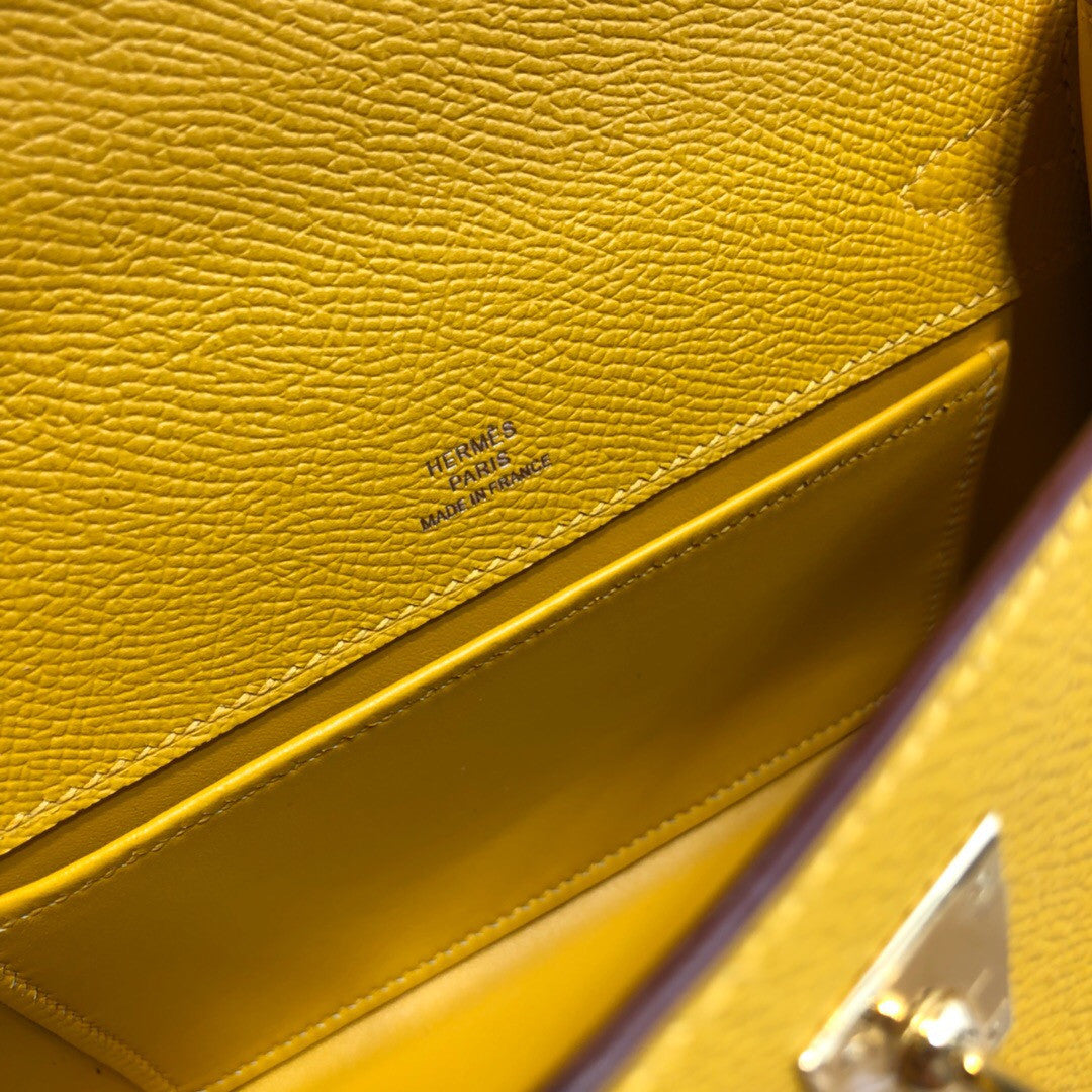 Hermès  9D Amber Mini Kelly Pochette Epsom leather Gold hardware