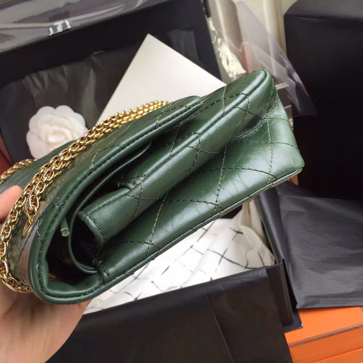 Chanel Large Green Reissue 2.55 Handbag A37587