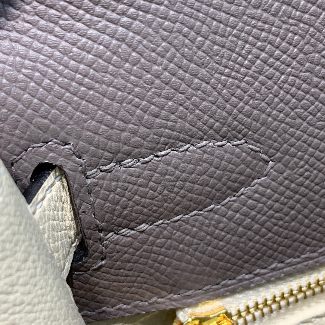 Hermes Special Order Horseshoe Bi-Colours Etain / Craie Kelly 28 cm Epsom Gold Hardware