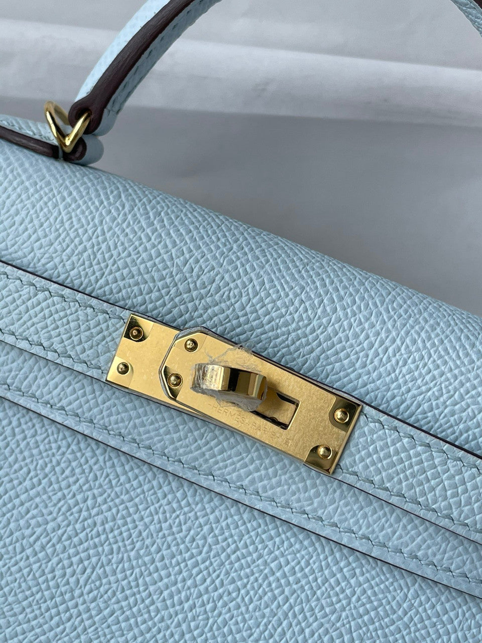 Hermes Blue Brume Mini Kelly II 20 Epsom Gold Hardware