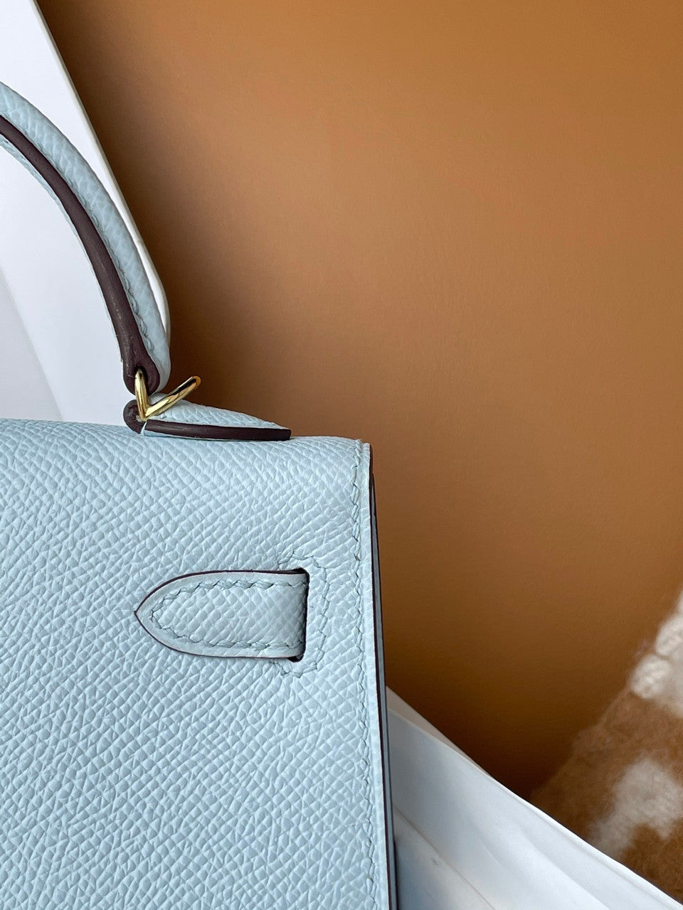 Hermes Blue Brume Mini Kelly II 20 Epsom Gold Hardware