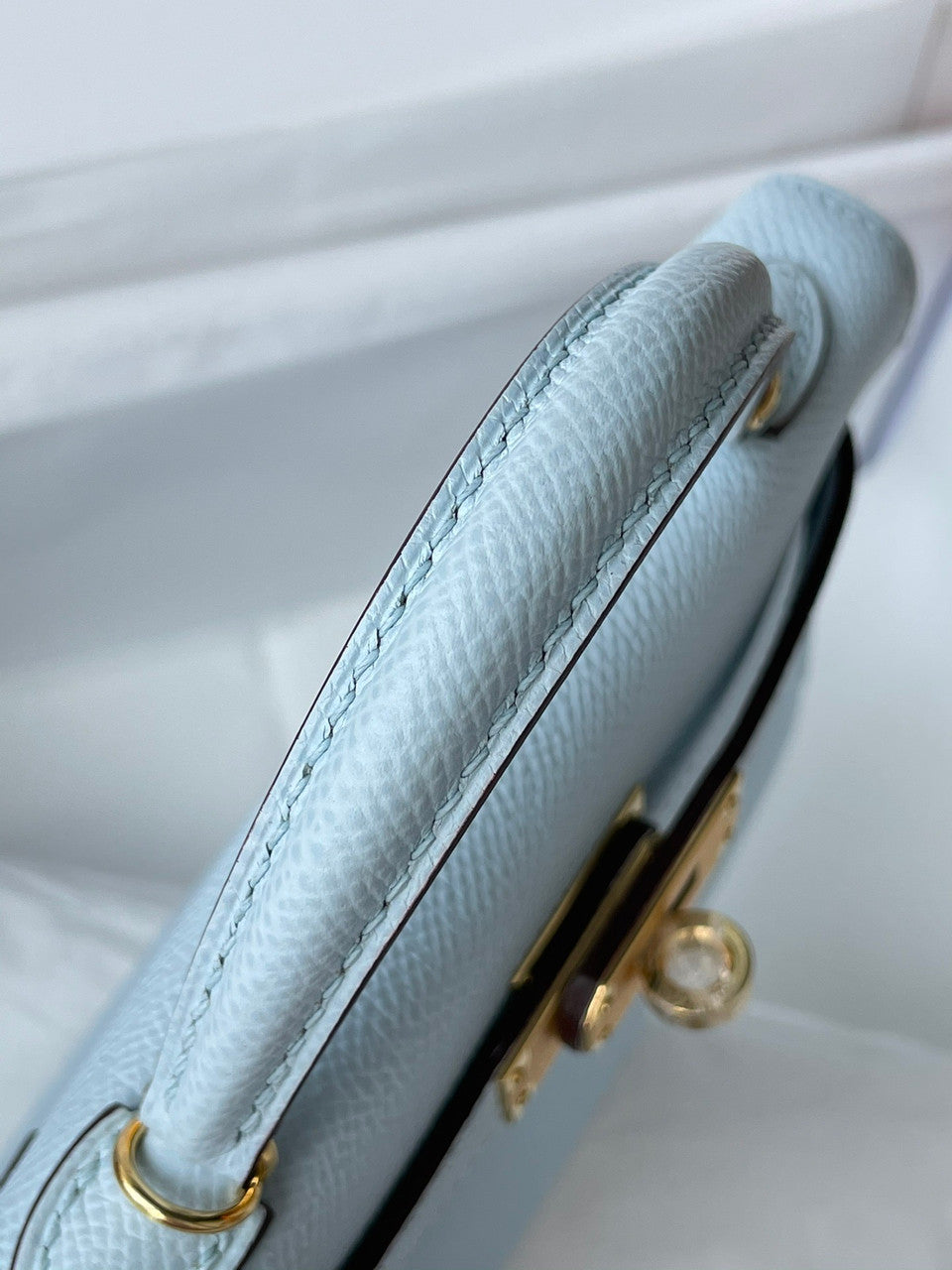 Hermes Blue Brume Mini Kelly II 20 Epsom Gold Hardware