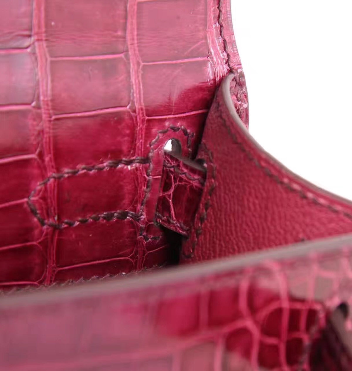 Hermes Bordeaux Mini Kelly Pochette Crocodile Niloticus with Gold Hardware