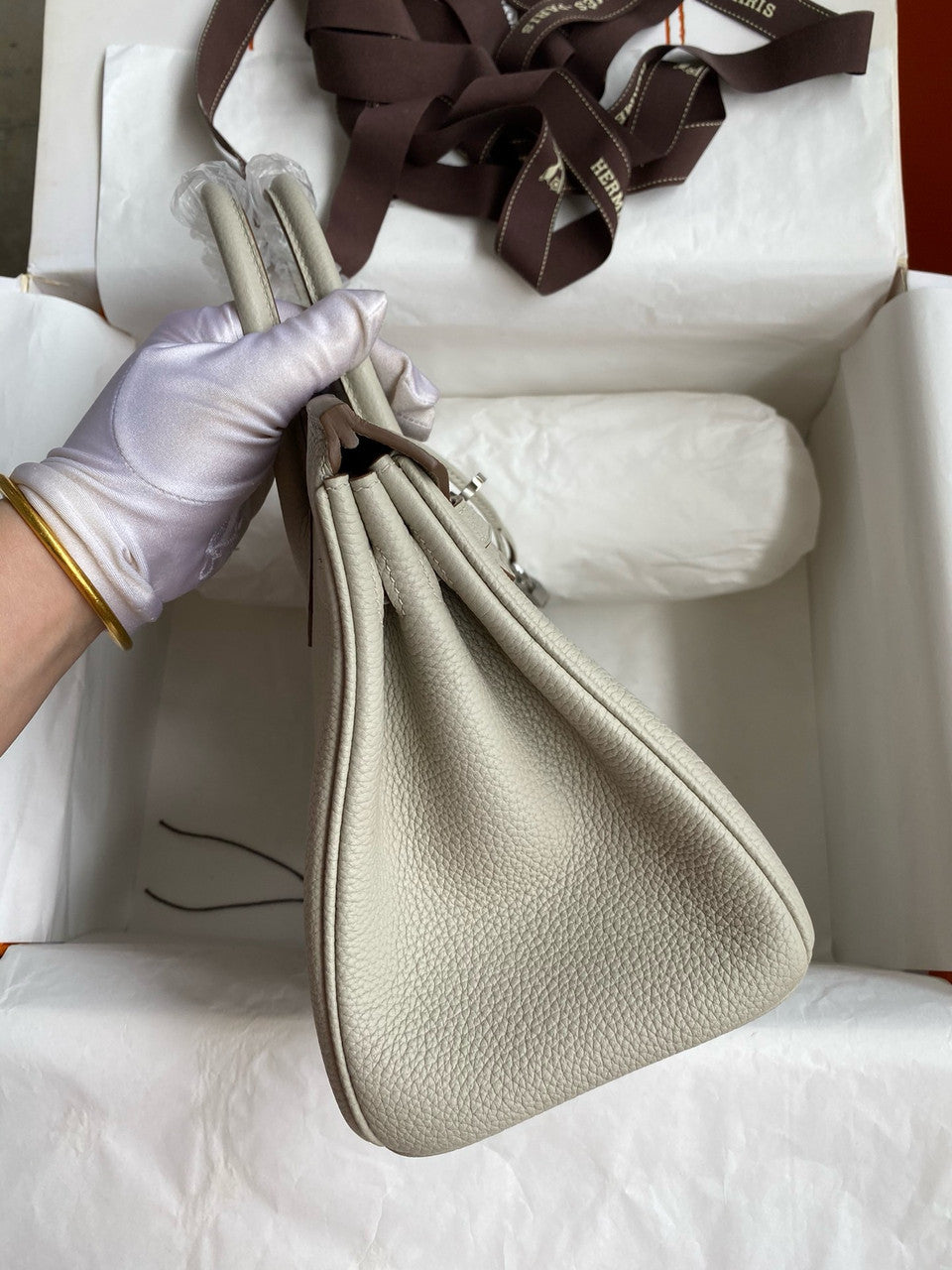 Hermes Pearl Gris Birkin 25 cm Togo Palladium Hardware