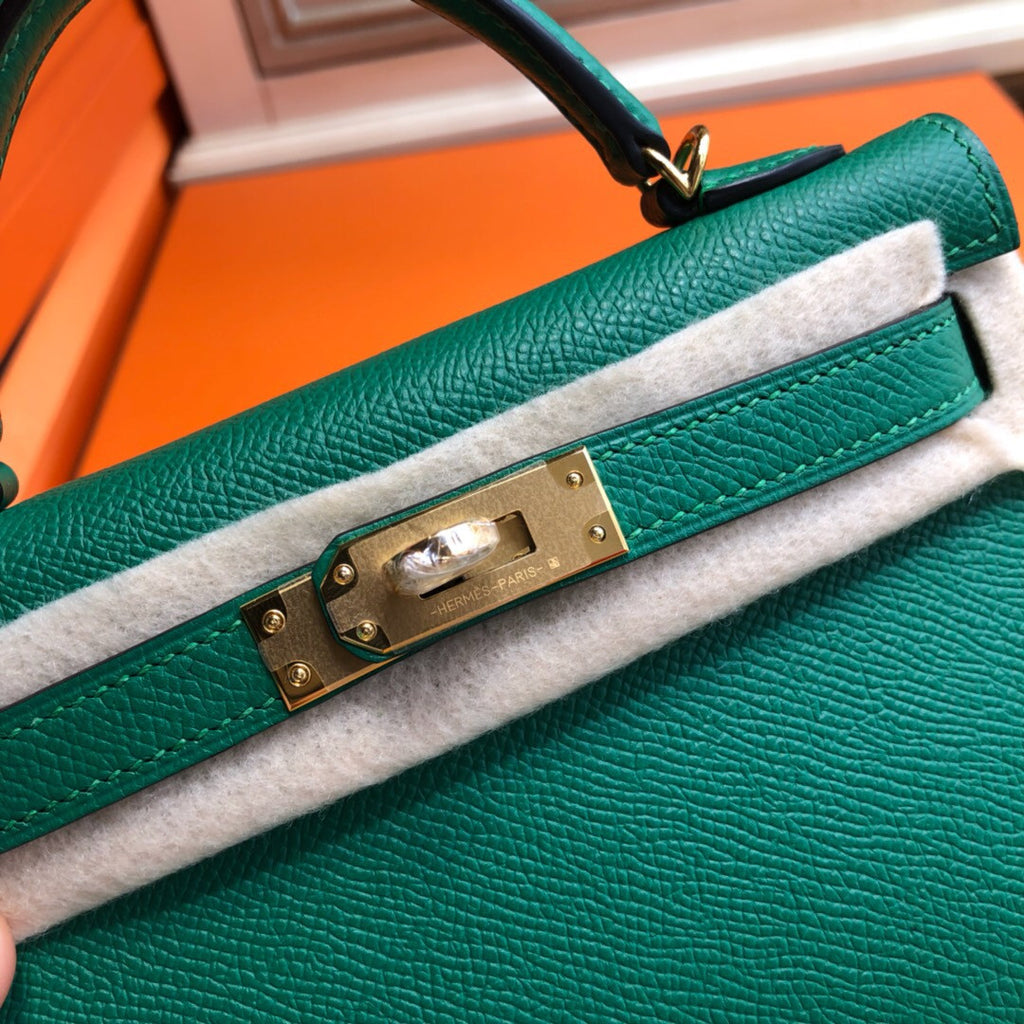 Hermès Z6 Malachite  Mini Kelly  Epsom leather Gold hardware