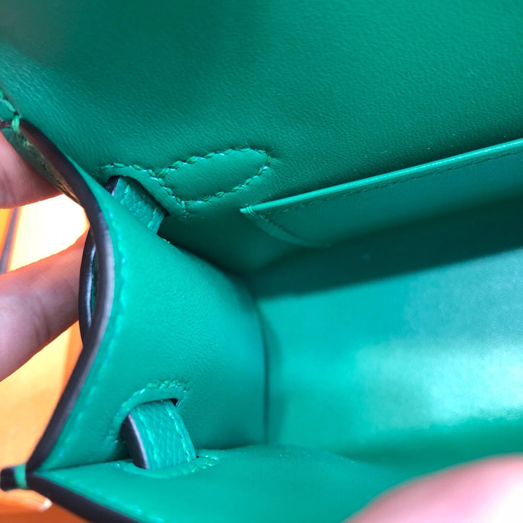 Hermès Z6 Malachite  Mini Kelly  Epsom leather Gold hardware