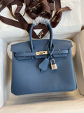 Hermes Blue Agate Birkin 25 cm Togo Palladium Hardware