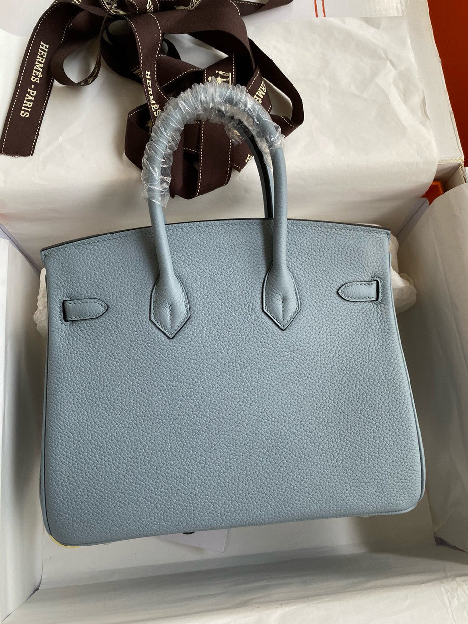 Hermes Blue Lin Birkin 25 cm Togo Gold Hardware