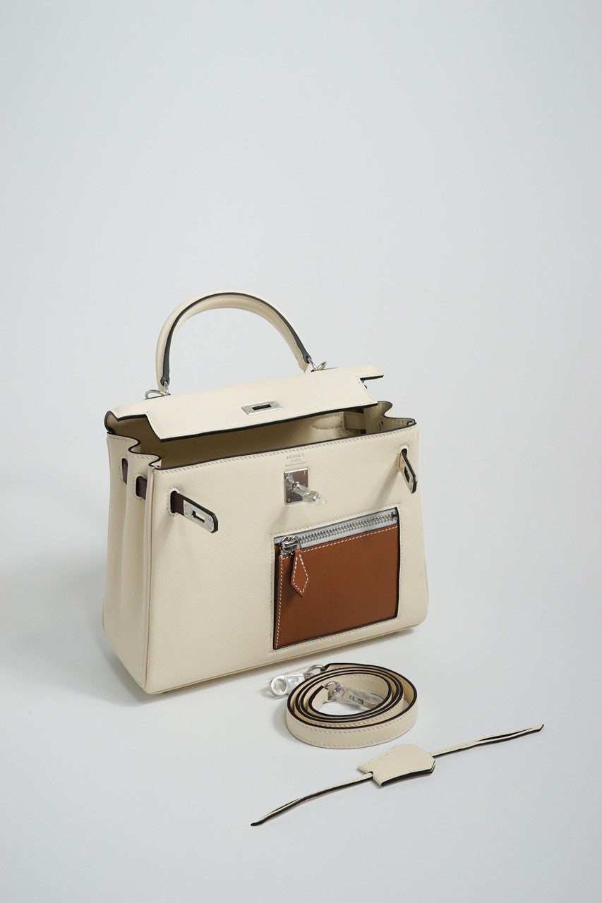 Hermes Colormatic Kelly 25 Craie Swift Calfskin Palladium Hardware