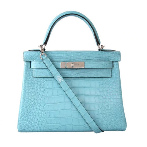Hermes SHINY 3Z Saint-Cyr Alligator KELLY 28 With Palladium Hardware