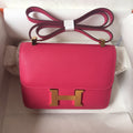 Hermes E5 Rose Tyrien Epsom leather 18cm Gold Hardware