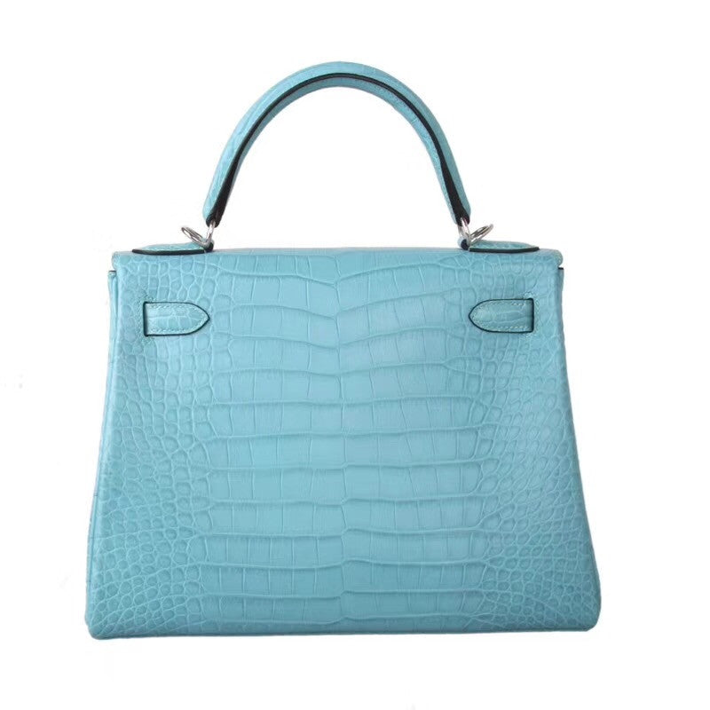 Hermes SHINY 3Z Saint-Cyr Alligator KELLY 28 With Palladium Hardware