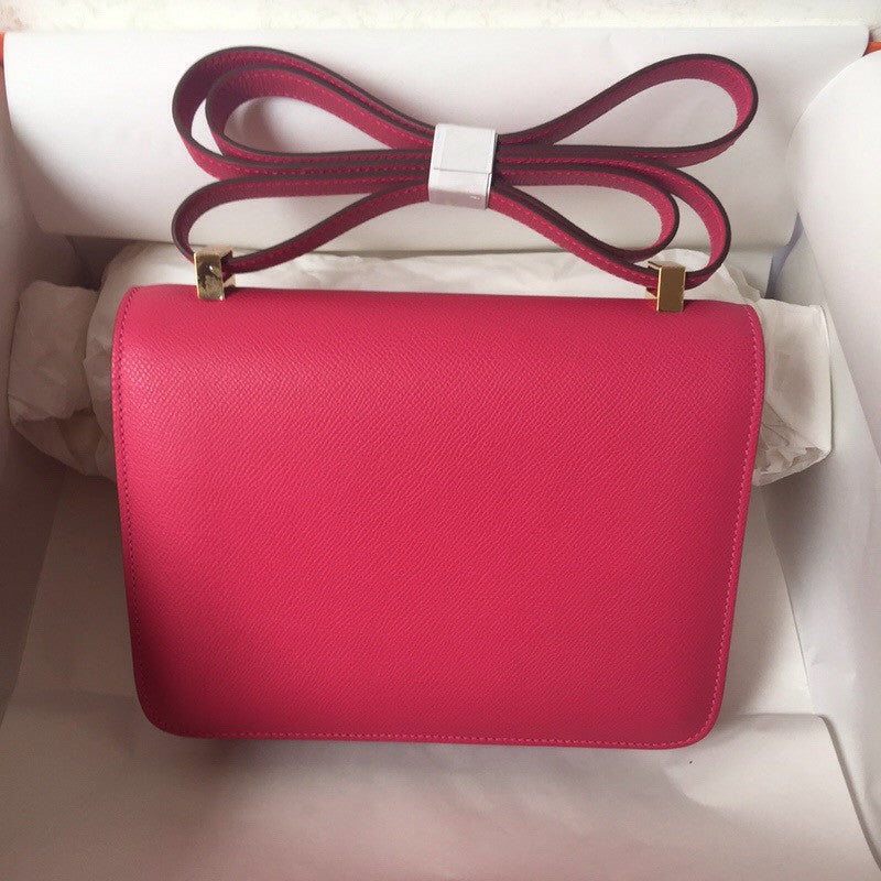 Hermes E5 Rose Tyrien Epsom leather 18cm Gold Hardware