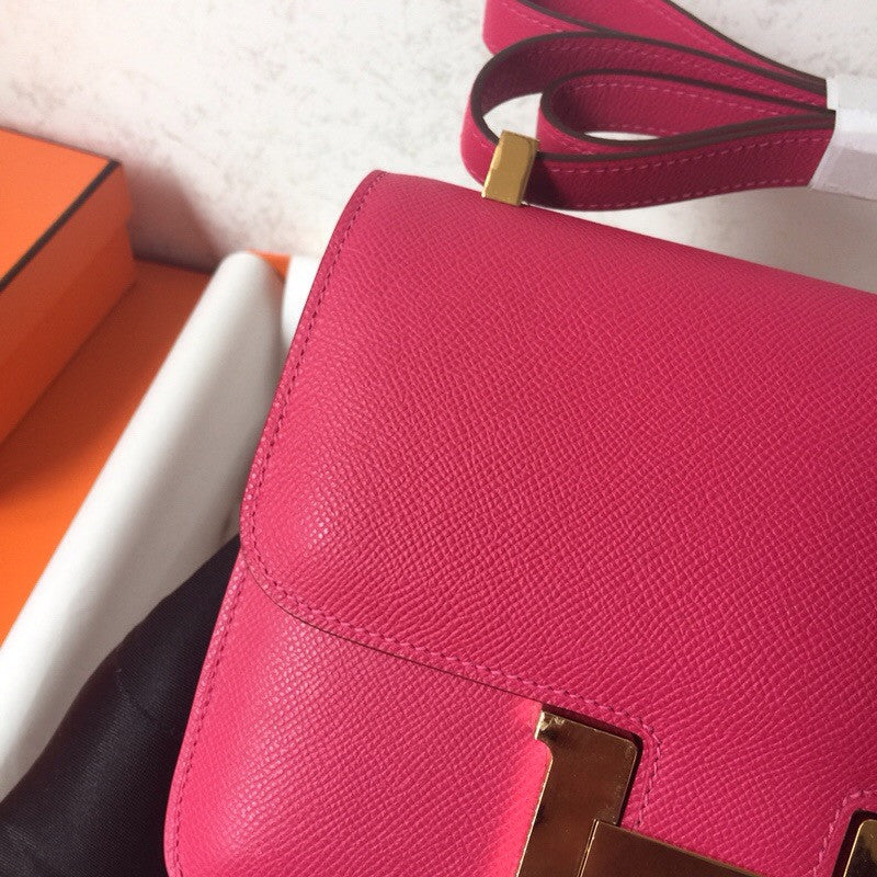 Hermes E5 Rose Tyrien Epsom leather 18cm Gold Hardware