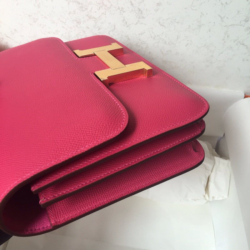 Hermes E5 Rose Tyrien Epsom leather 18cm Gold Hardware