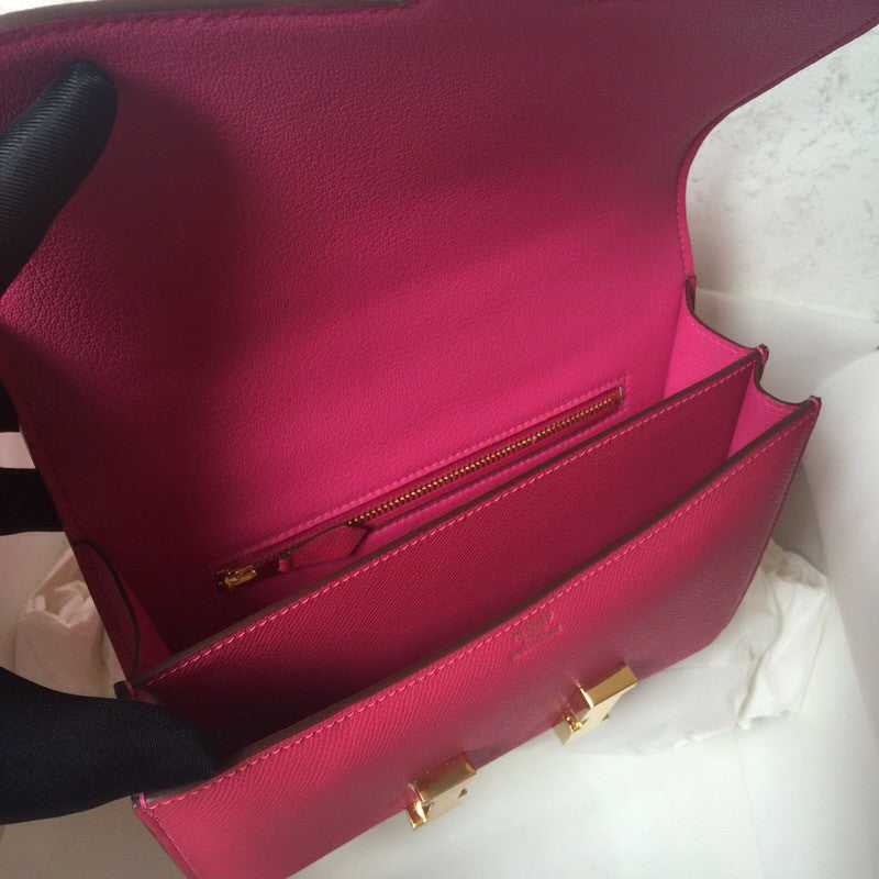 Hermes E5 Rose Tyrien Epsom leather 18cm Gold Hardware