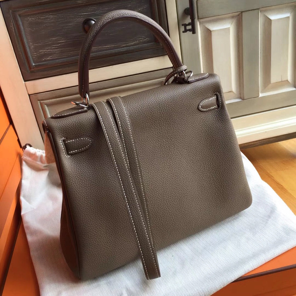Hermes Gris Touterelle Kelly 28 cm Togo Palladium Hardware