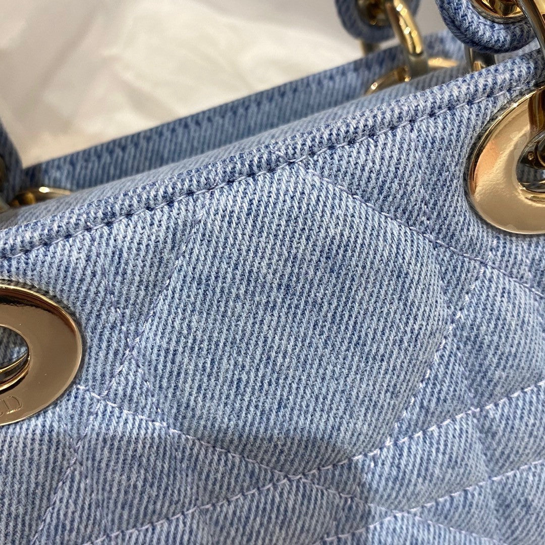 Christian Dior LADY D-JOY BAG Blue Cannage Denim