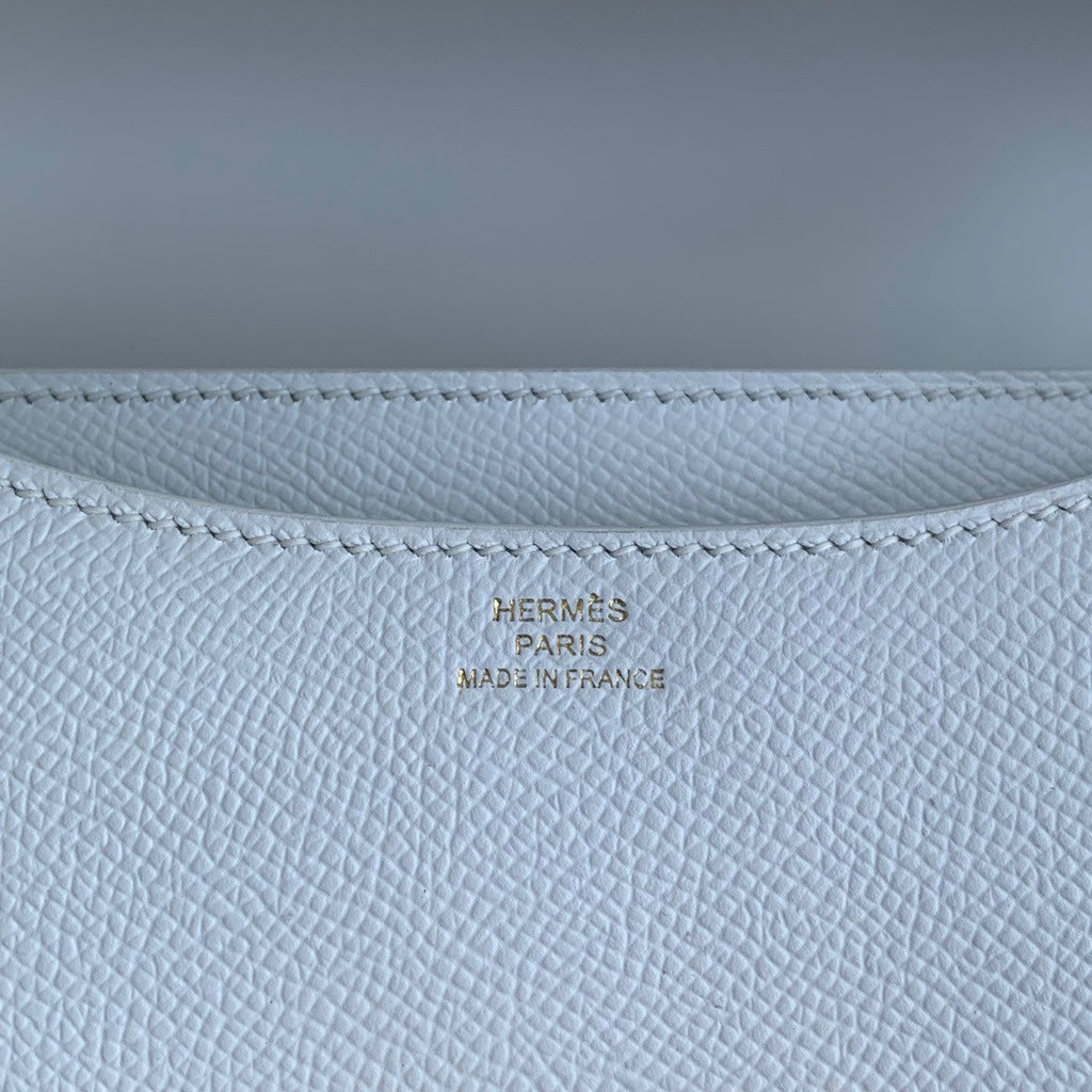Hermes White Constance 19cm Epsom Gold Hardware