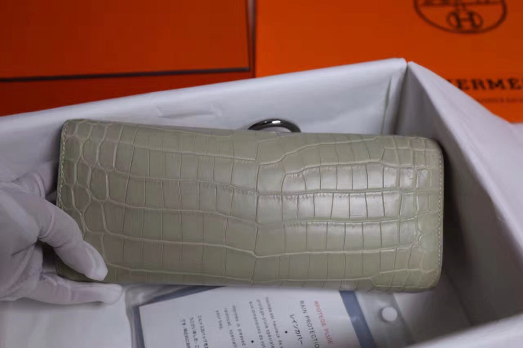 Hermes Egée Clutch Grey Crocodile