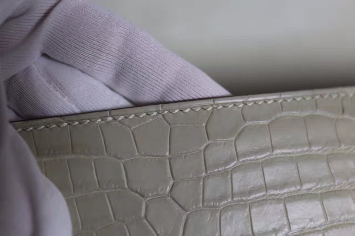 Hermes Egée Clutch Grey Crocodile