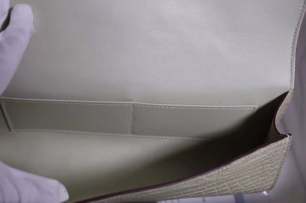 Hermes Egée Clutch Grey Crocodile