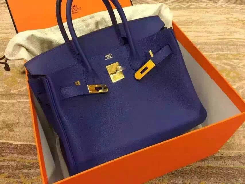 Hermes Blue Saphir Birkin 35cm Togo Leather Gold Hardware