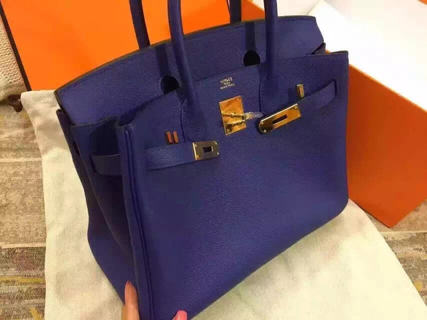 Hermes Blue Saphir Birkin 35cm Togo Leather Gold Hardware