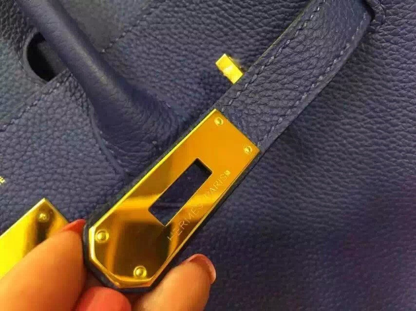 Hermes Blue Saphir Birkin 35cm Togo Leather Gold Hardware