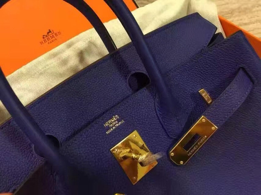 Hermes Blue Saphir Birkin 35cm Togo Leather Gold Hardware