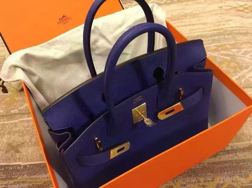 Hermes Blue Saphir Birkin 35cm Togo Leather Gold Hardware