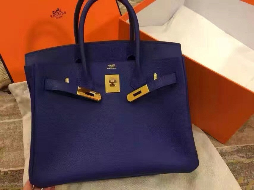Hermes Blue Saphir Birkin 35cm Togo Leather Gold Hardware