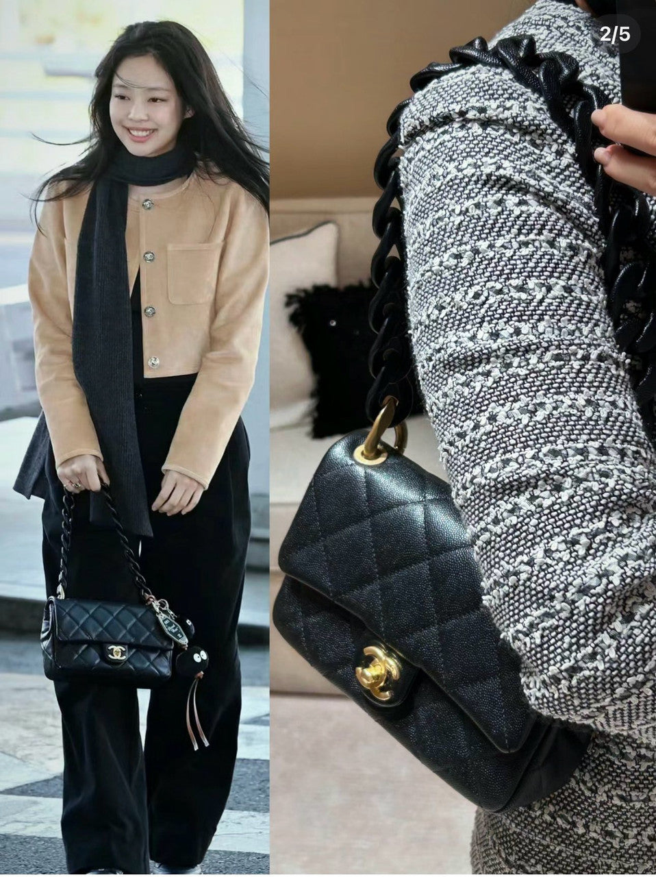 Chanel Single Flap LeatherChunky Chain Small in black with gold hardware