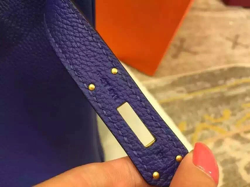 Hermes Blue Saphir Birkin 35cm Togo Leather Gold Hardware