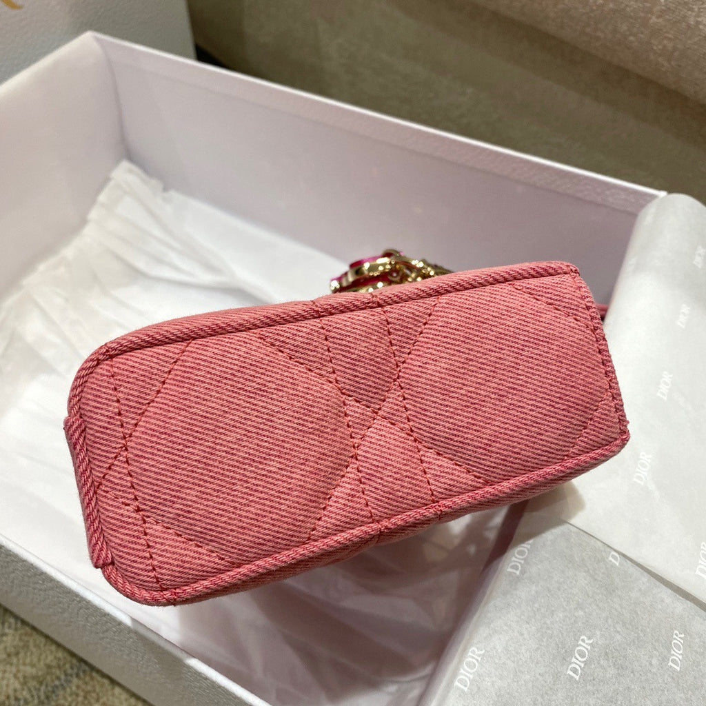 Christian Dior LADY D-JOY BAG Pink Cannage Denim