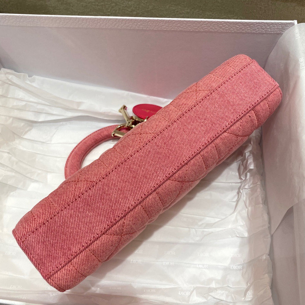 Christian Dior LADY D-JOY BAG Pink Cannage Denim