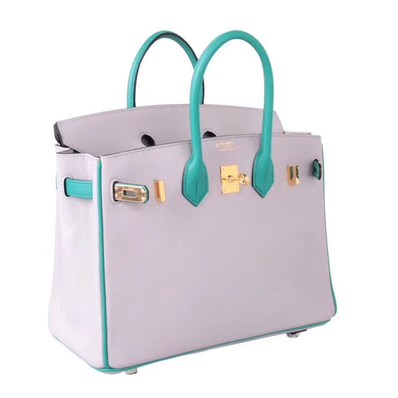 Hermes Special Order Bi-Colour 8U Bleu Glacier  / 7V Lagon Birkin 30 cm Epsom Palladium  Hardware